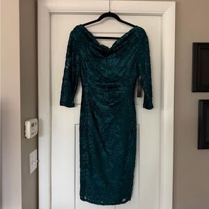 Elegant Teal Lace Tahari Dress